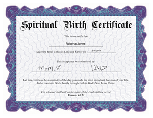 Spiritual Birth Certificate Template - Instant Download