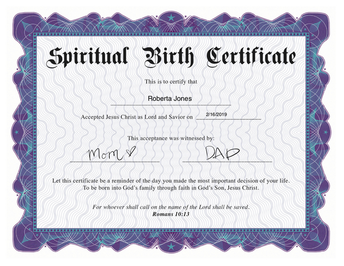 Spiritual Birth Certificate Template - Instant Download