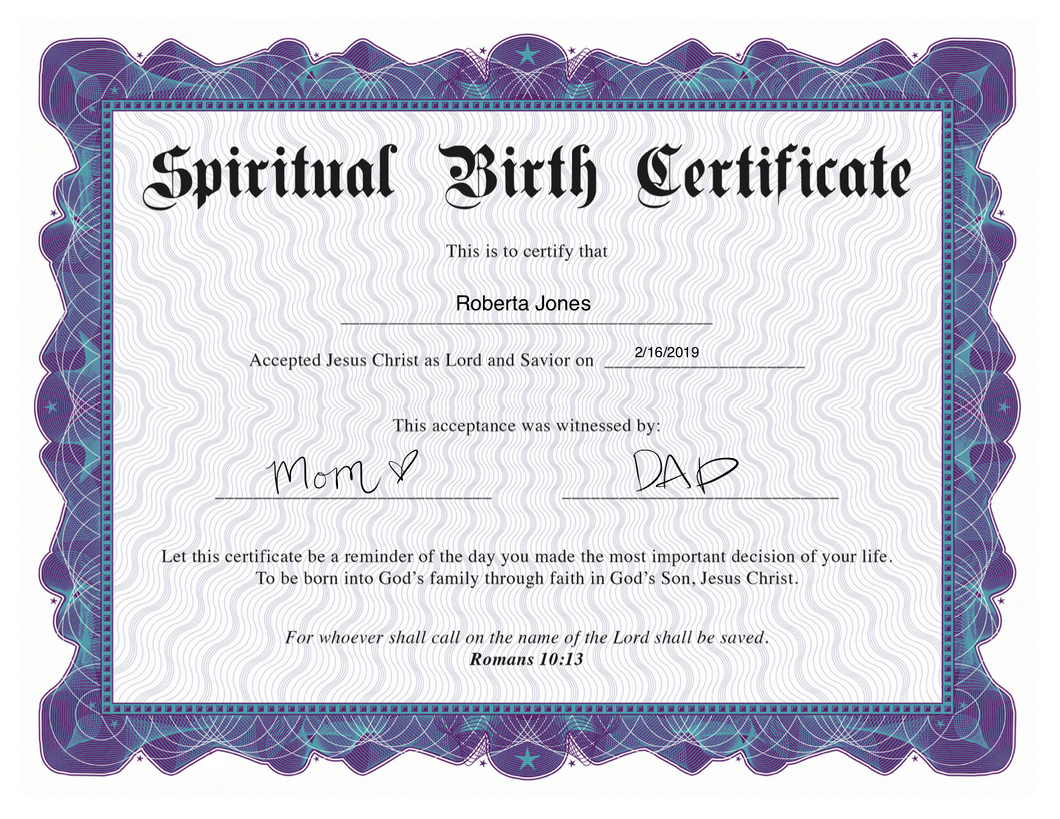 Spiritual Birth Certificate Template - Instant Download